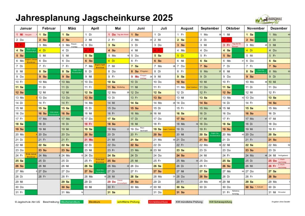 Jagdschule Abt Kalender 2025